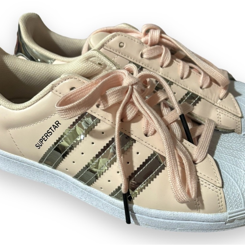 Adidas Originals Superstar Pink Metallic Shell Toe Low Top Lace Up Sneakers 7.5